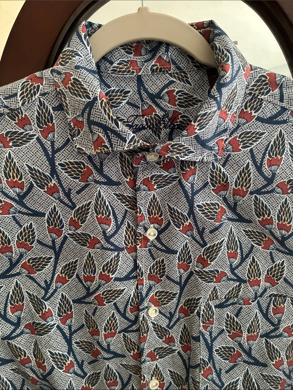 Tasso Elba Men’s Cotton Short Sleeve Floral Aloha Dress Shirt Large, Like new
